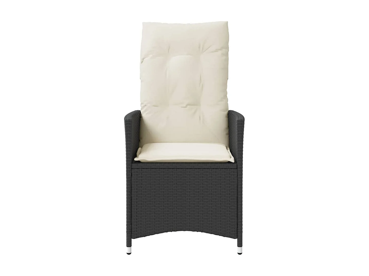 Tuinstoelen 2 st verstelbaar met kussens poly rattan zwart BE444853