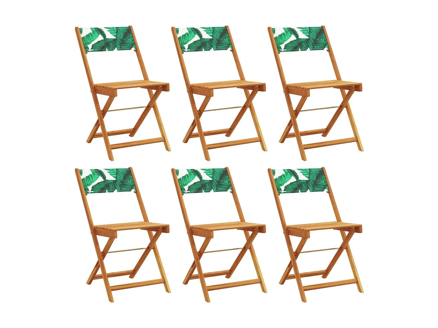 Lot de 6 Chaises de jardin pliantes vert tissu et bois massif FR70362