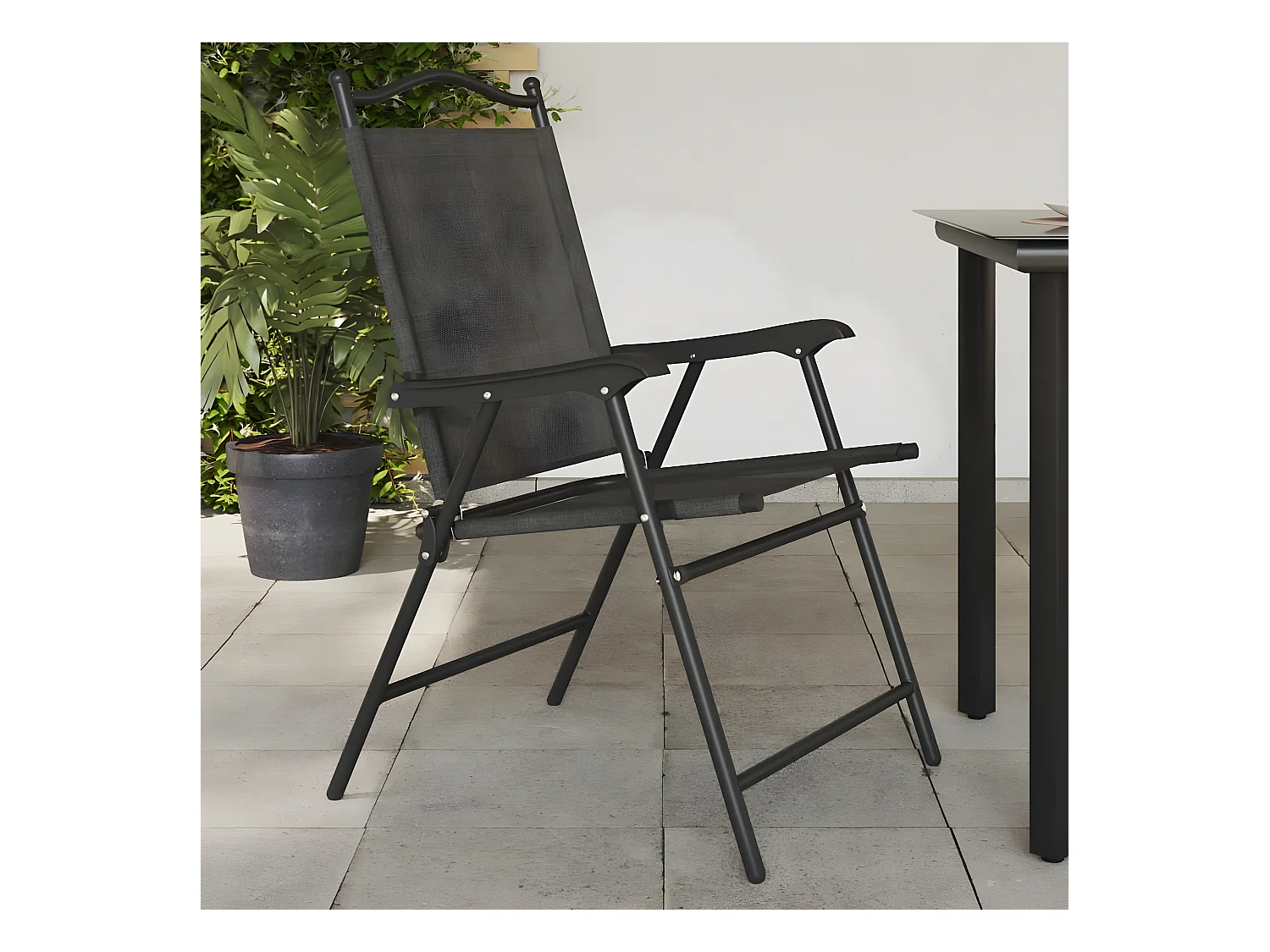 Lot de 2 Chaises de jardin pliables en acier et textilène FR50012
