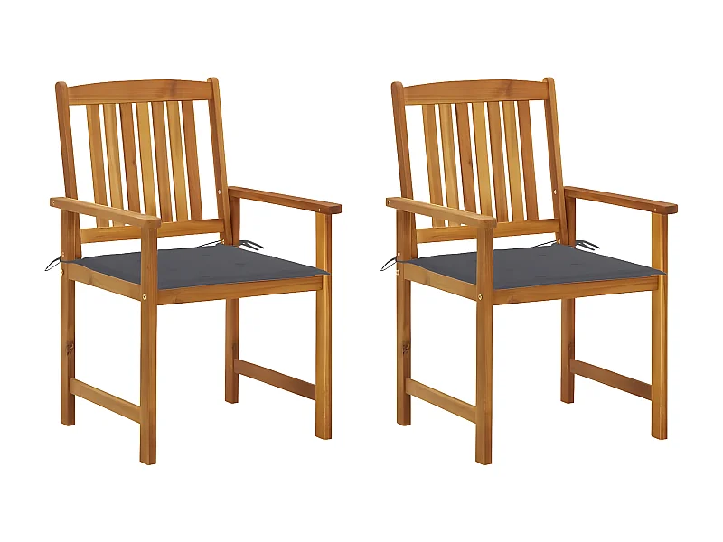 Lot de 2 Chaises de jardin avec coussins Bois d'acacia massif FR57624