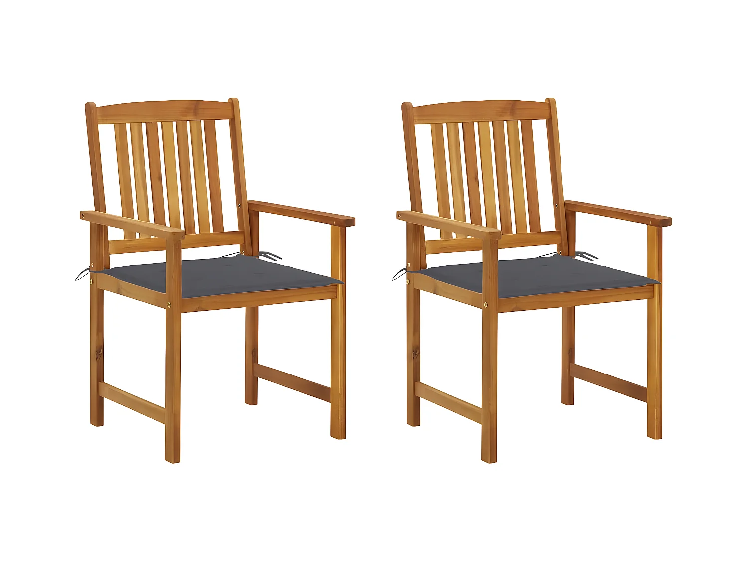 Lot de 2 Chaises de jardin avec coussins Bois d'acacia massif FR57624