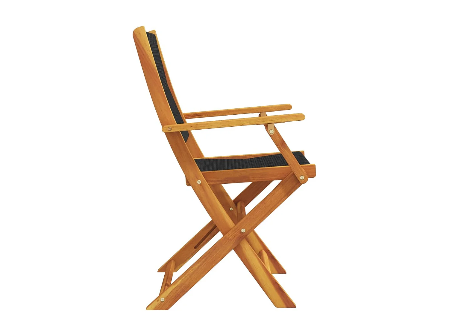 Lot de 4 Chaises de jardin pliantes noir bois d'acacia massif FR60220