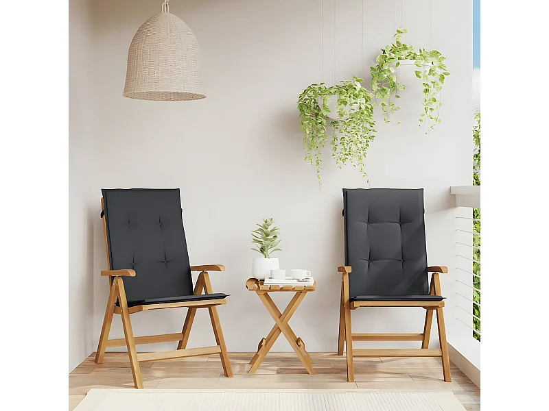 Tuinstoelen 2 st verstelbaar met kussens massief teakhout BE364218