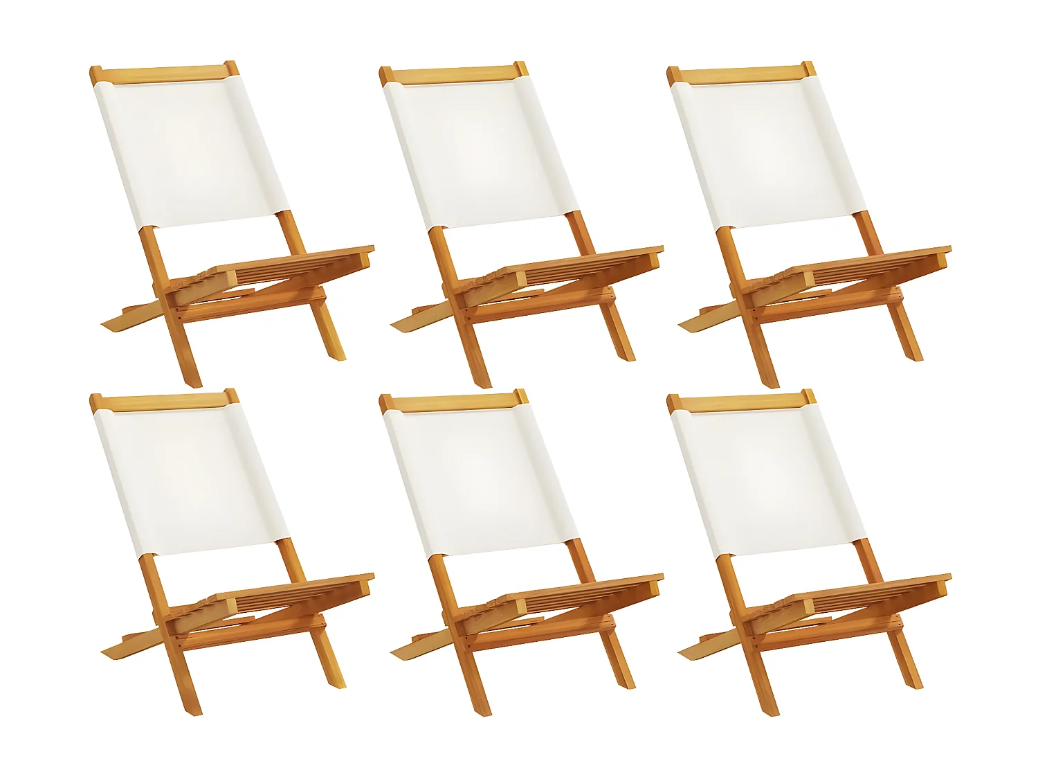 Cadeiras de jardim dobráveis 6 pcs tecido/madeira branco nata PT426293