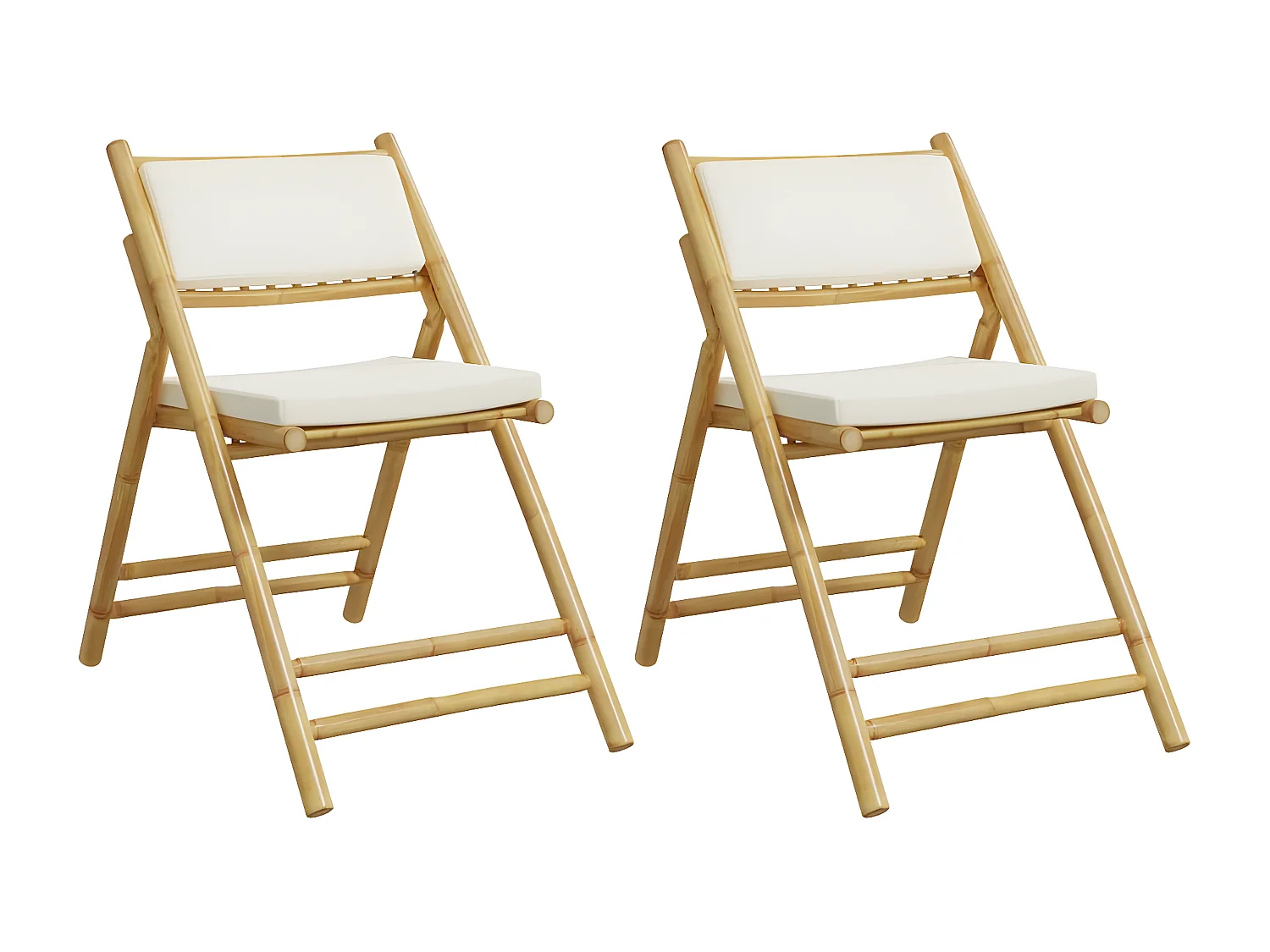 Lot de 2 Chaises de bistro pliantes et coussins blanc crème FR26795