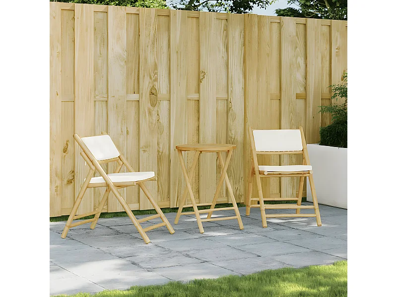 Lot de 2 Chaises de bistro pliantes et coussins blanc crème FR26795