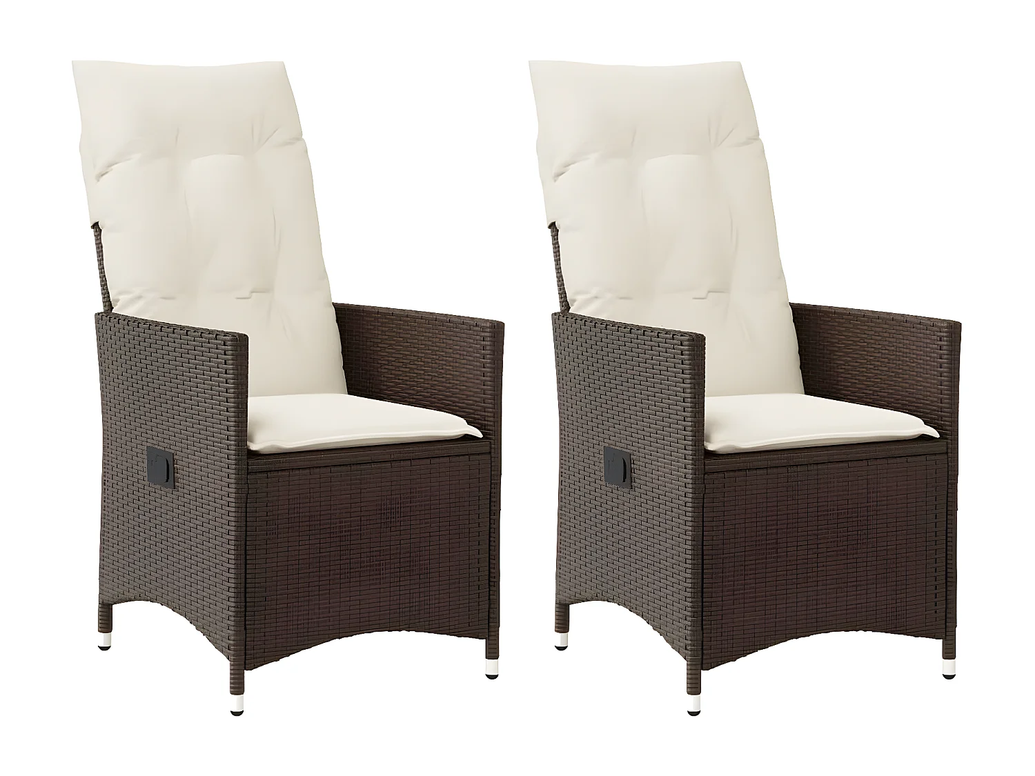 Juego de 2 Sillones reclinables jardín con cojines marrones ratán PE ES774815