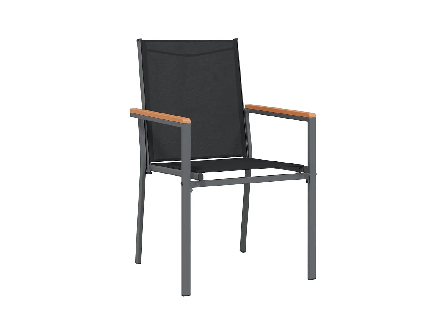 Lot de 2 Chaises de jardin noir 55x61,5x90cm textilène et acier FR80674
