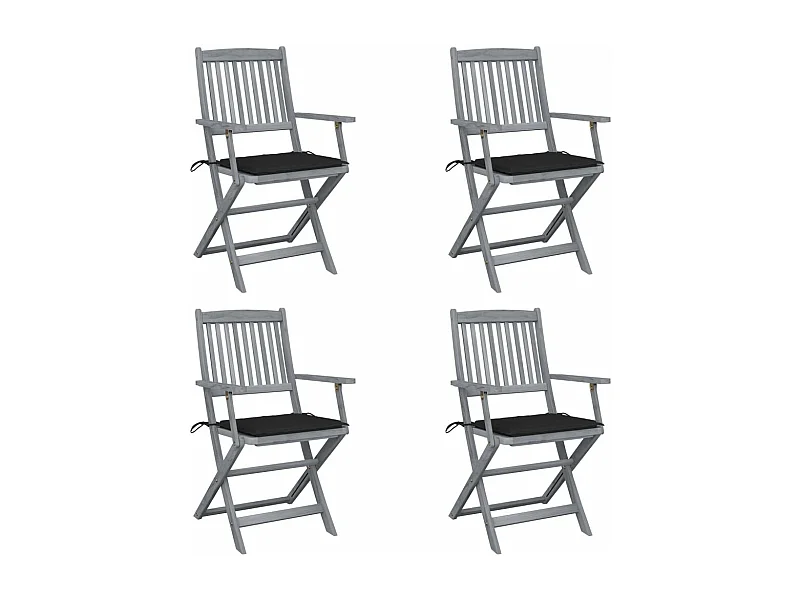 Lot de 4 Chaises pliables de jardin avec coussins Bois d'acacia FR34605