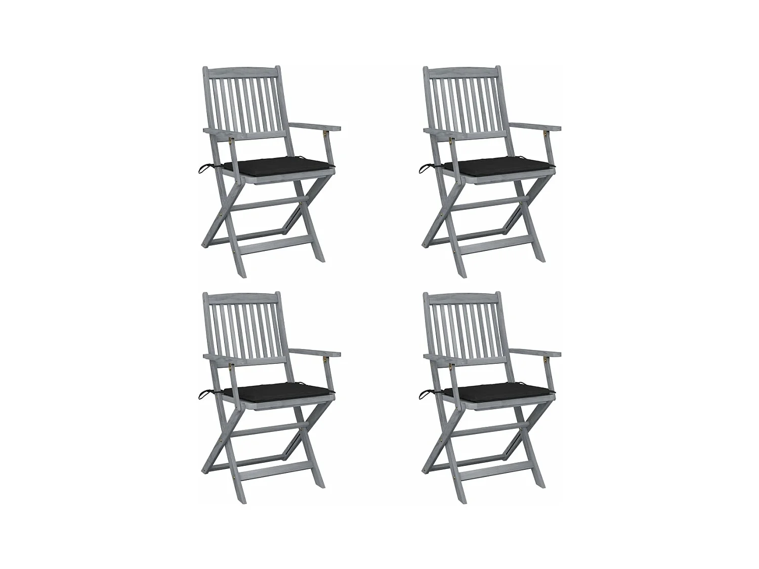 Lot de 4 Chaises pliables de jardin avec coussins Bois d'acacia FR34605