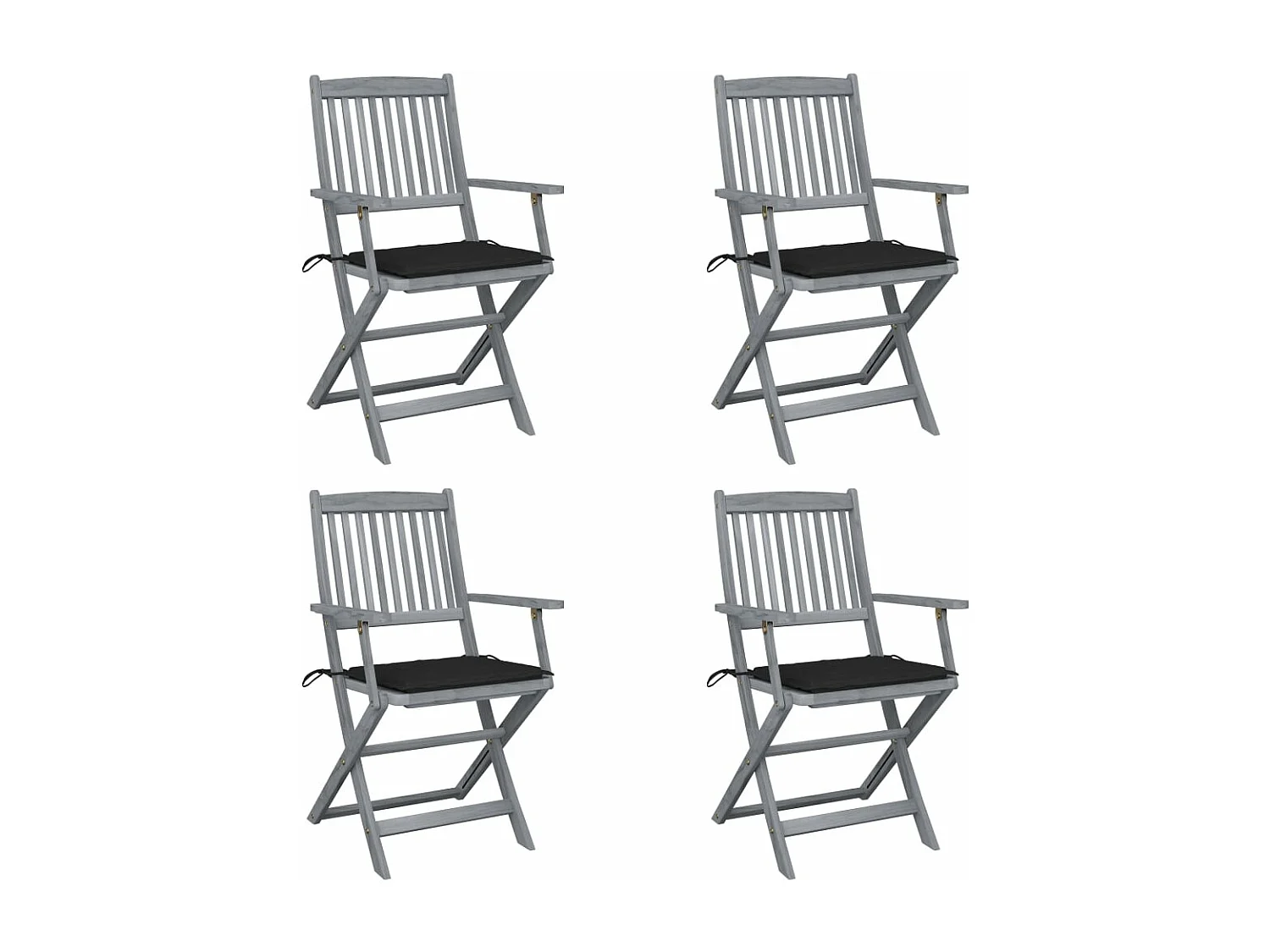 Lot de 4 Chaises pliables de jardin avec coussins Bois d'acacia FR34605