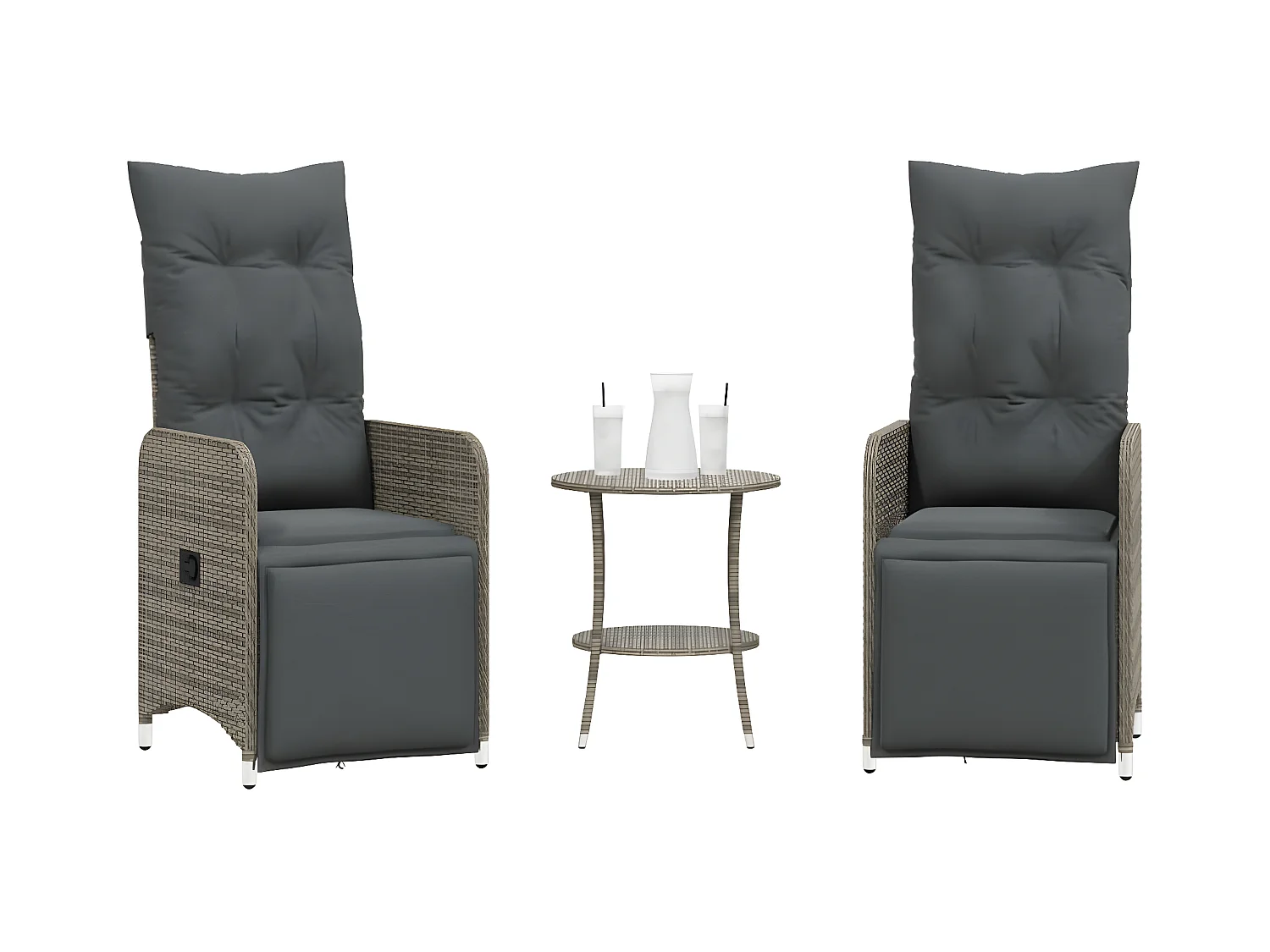 Lot de 2 Chaises inclinables de jardin et table résine tressée FR72329