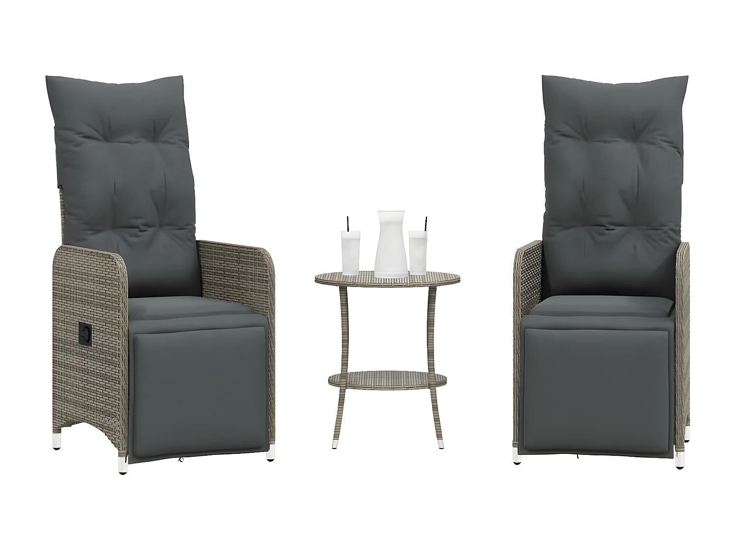 Lot de 2 Chaises inclinables de jardin et table résine tressée FR72329