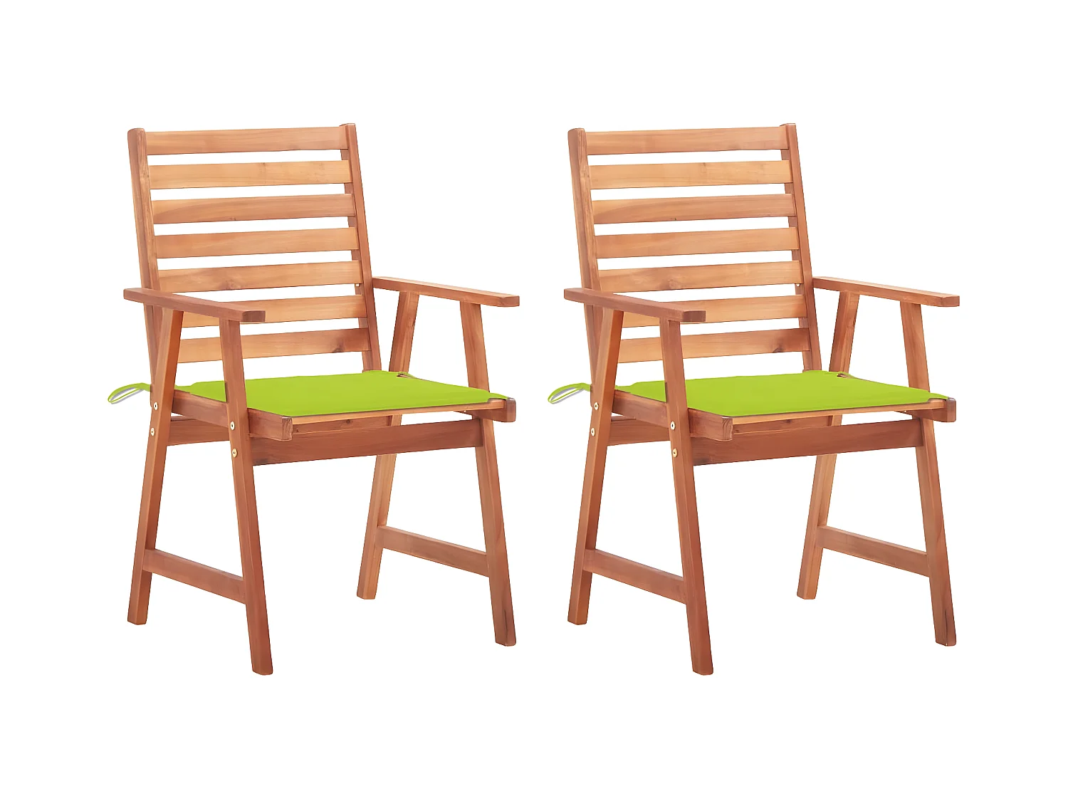 Lot de 2 Chaises à dîner de jardin avec coussins Acacia massif FR31639