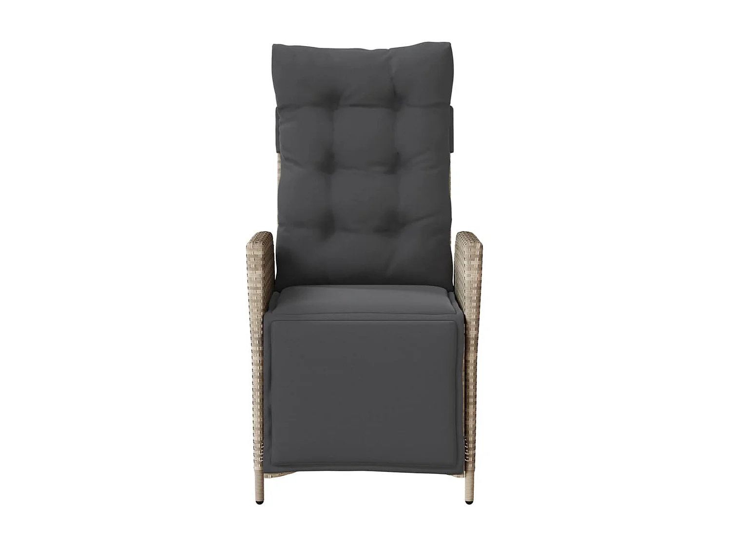 Chaise inclinable de jardin avec repose-pied gris clair rotin FR36778