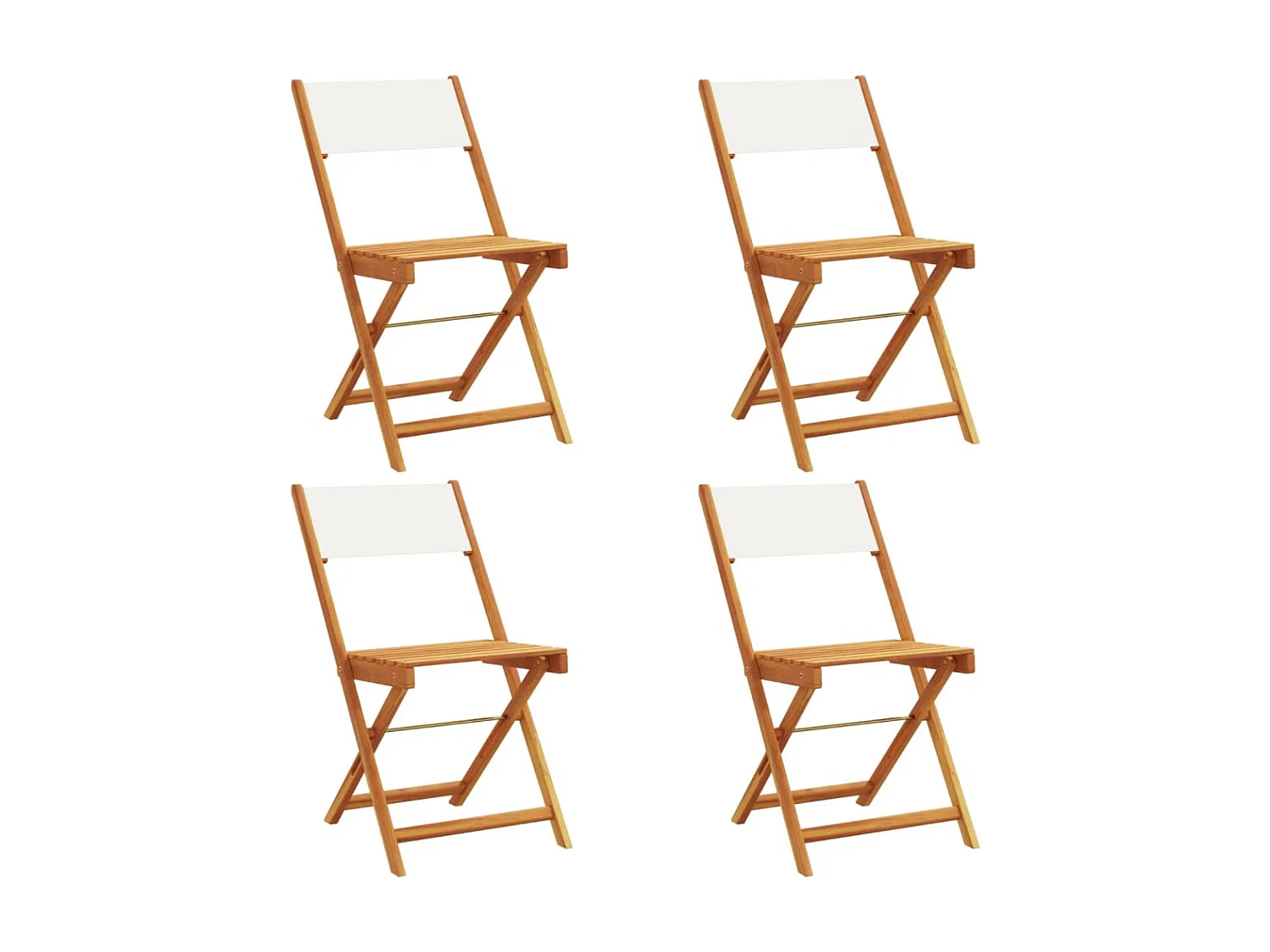 Lot de 4 Chaises de jardin pliantes tissu et bois massif FR95138