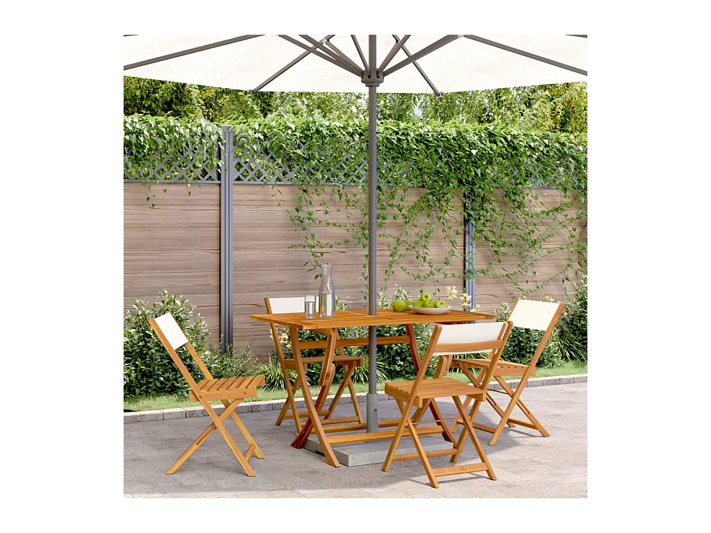 Lot de 4 Chaises de jardin pliantes tissu et bois massif FR95138