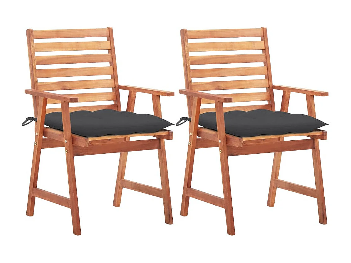 Lot de 2 Chaises à dîner de jardin avec coussins Acacia massif FR53260
