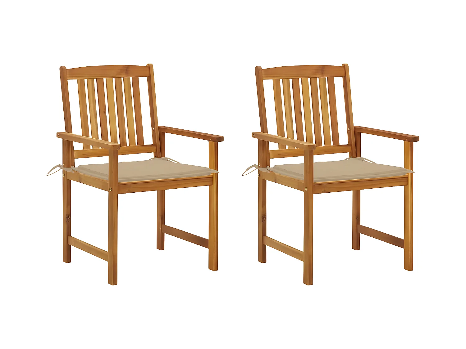 Lot de 2 Chaises de jardin avec coussins Bois d'acacia massif FR78114