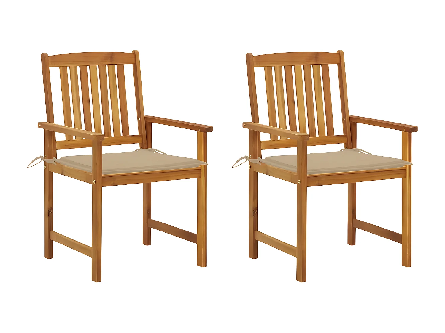 Lot de 2 Chaises de jardin avec coussins Bois d'acacia massif FR78114