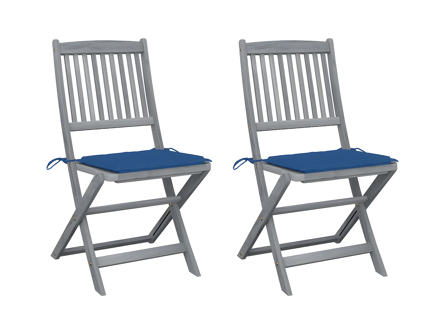 Lot de 2 Chaises pliables de jardin avec coussins Bois d'acacia FR27827