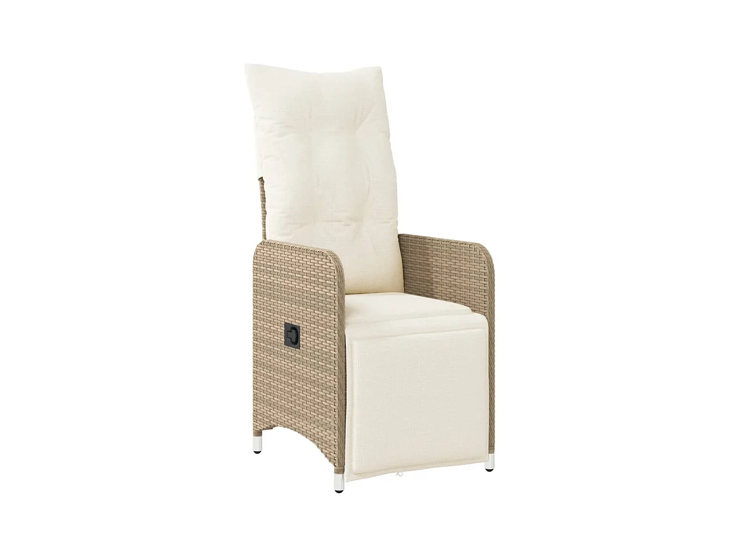 Chaise inclinable de jardin avec coussins beige résine tressée FR23587
