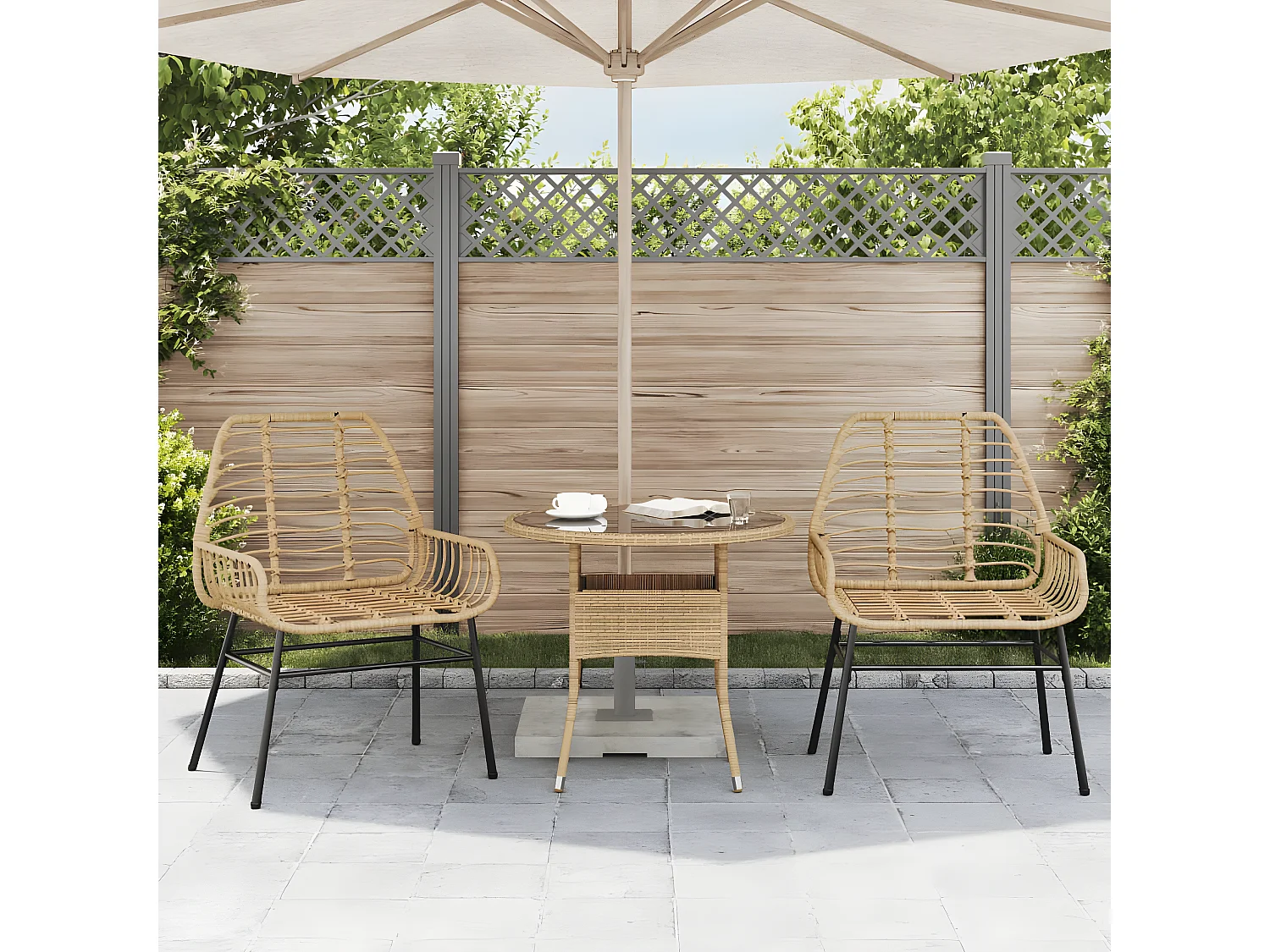 Lot de 2 Chaises de jardin marron résine tressée FR76953