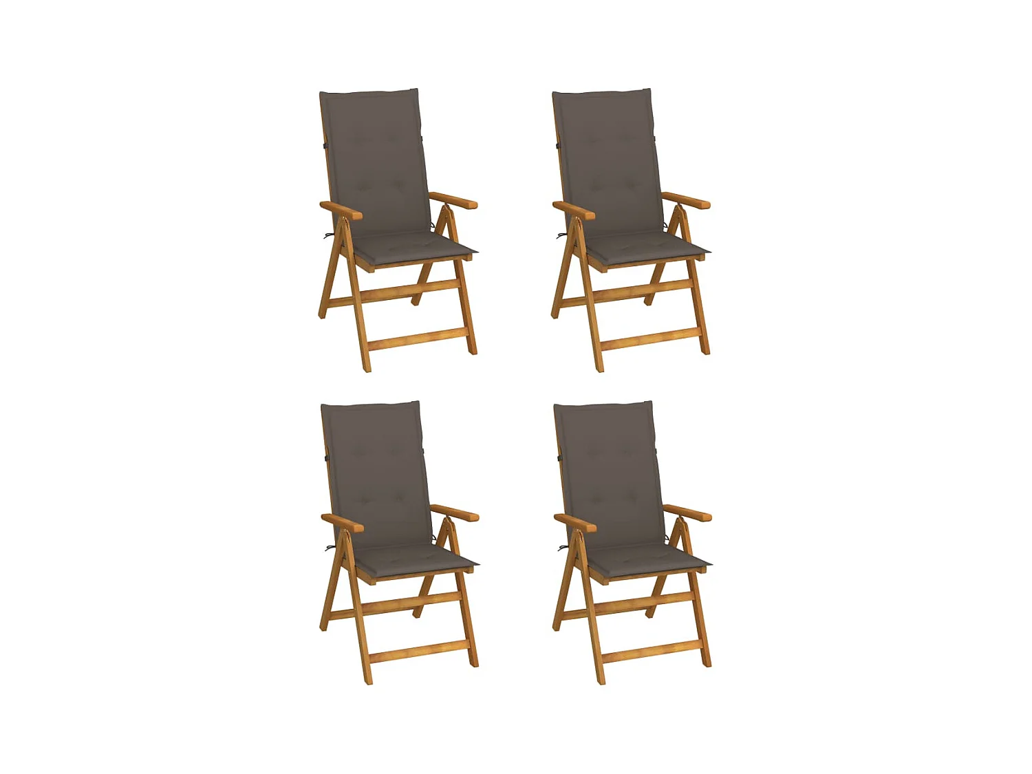 Lot de 4 Chaises inclinables de jardin avec coussins Bois d'acacia FR72073