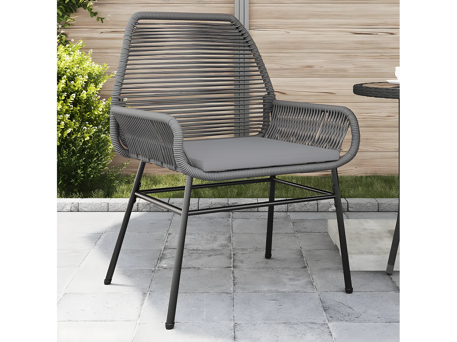 Lot de 2 Chaises de jardin avec coussins gris résine tressée FR74816