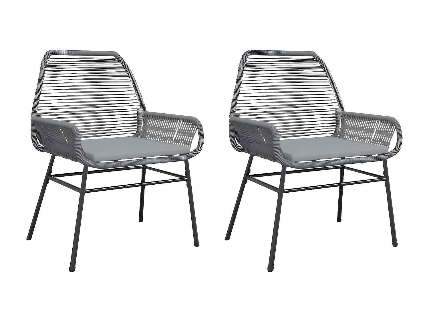 Lot de 2 Chaises de jardin avec coussins gris résine tressée FR74816