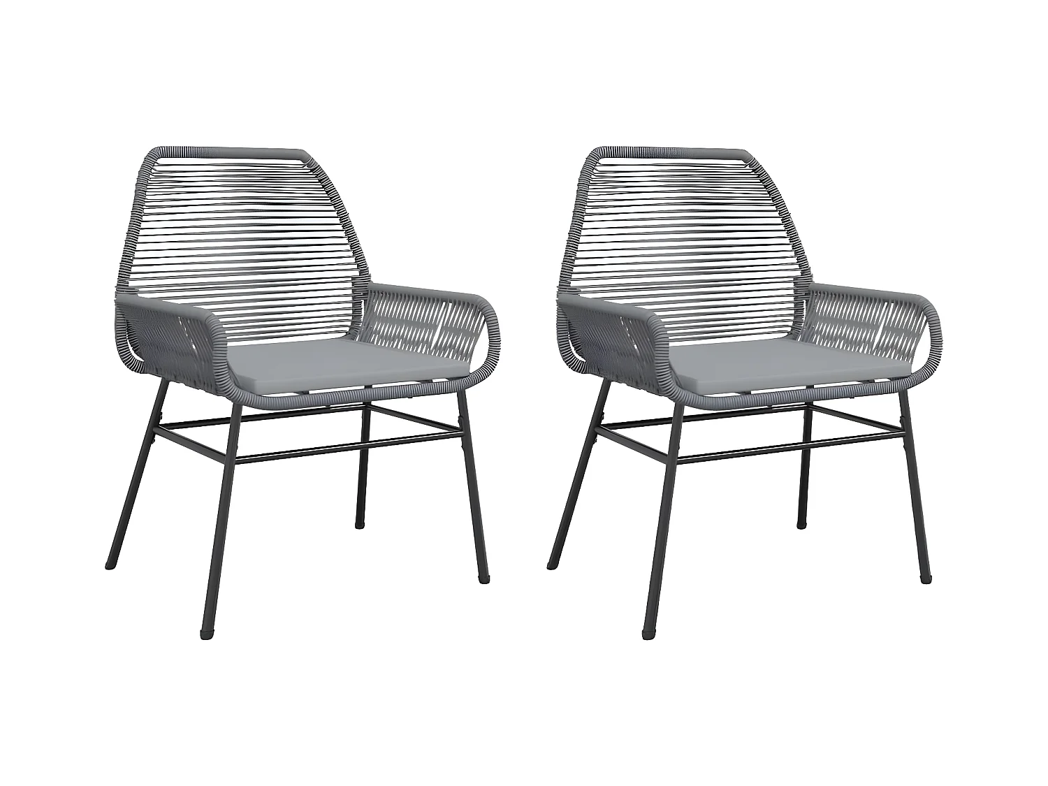 Cadeiras de jardim 2 pcs c/ almofadões vime PE cinzento PT264659