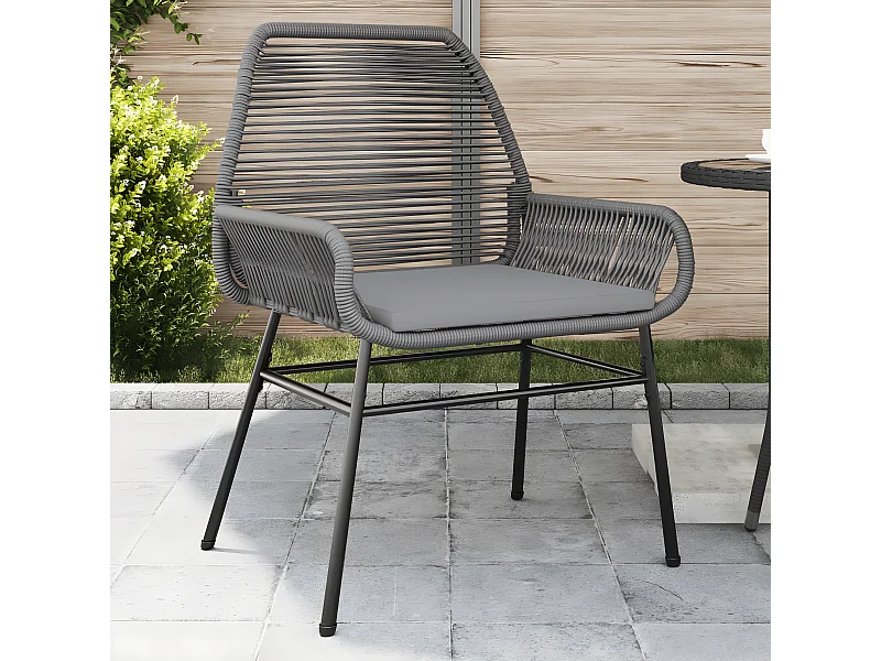 Lot de 2 Chaises de jardin avec coussins gris résine tressée FR74816