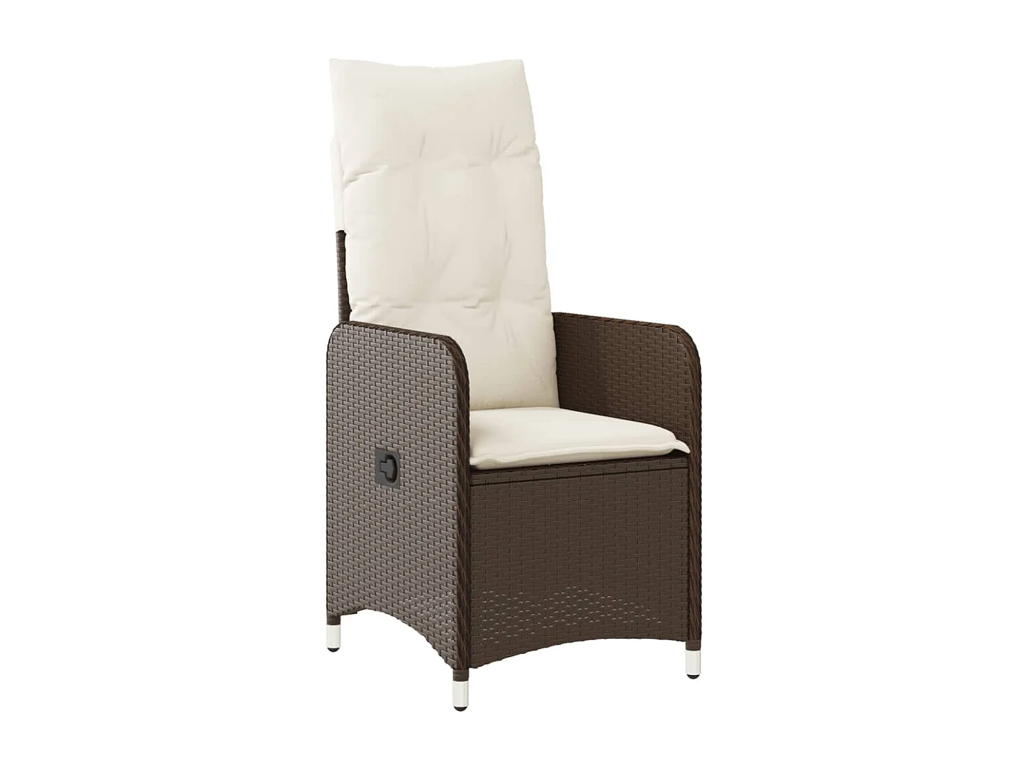 Chaise inclinable de jardin avec coussins marron résine tressée FR95590