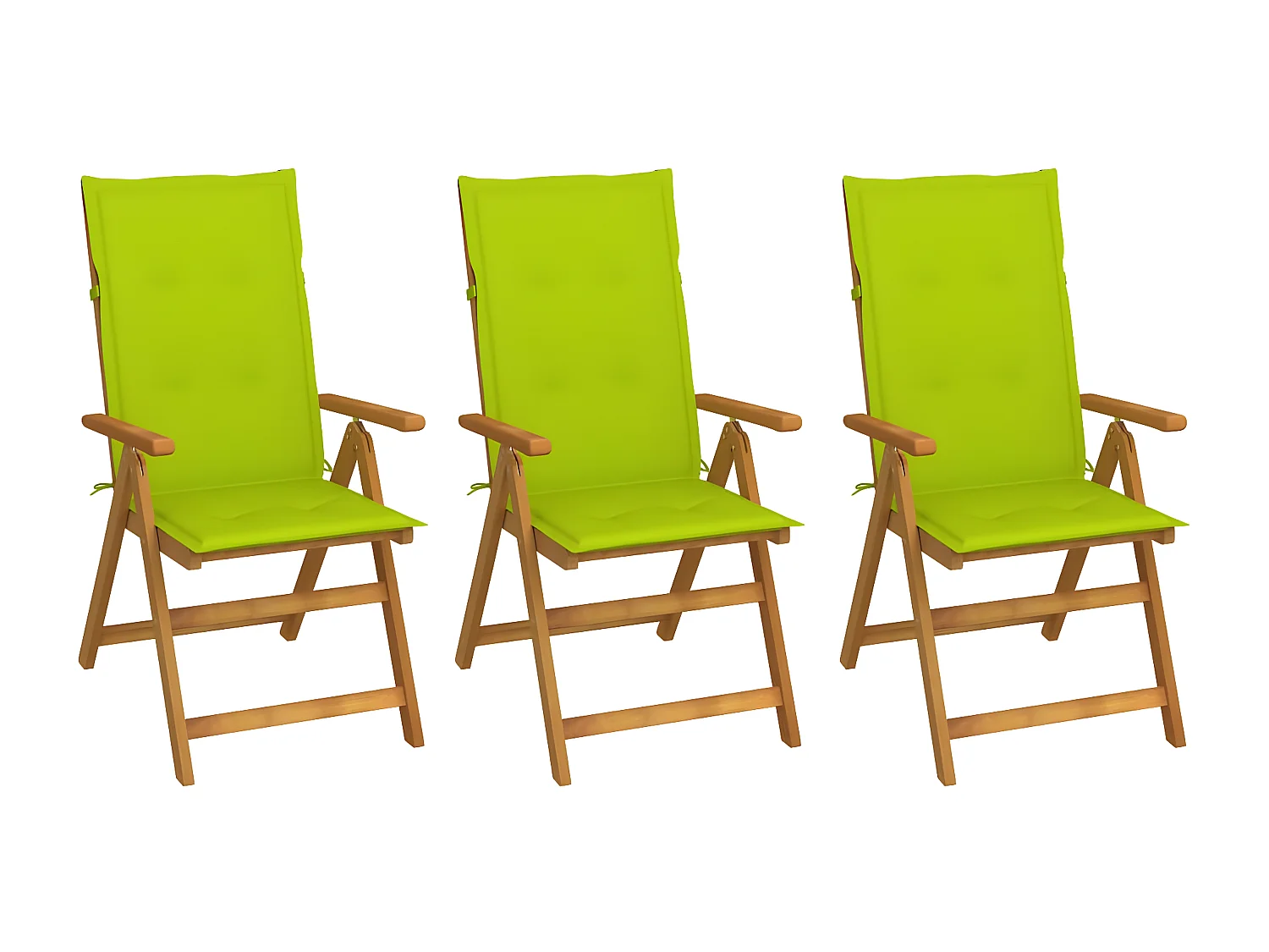 Lot de 3 Chaises pliables de jardin avec coussins Bois d'acacia FR26776