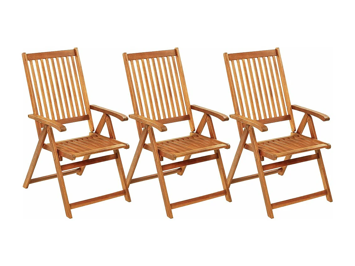 Lot de 3 Chaises pliables de jardin avec coussins Bois d'acacia FR26776