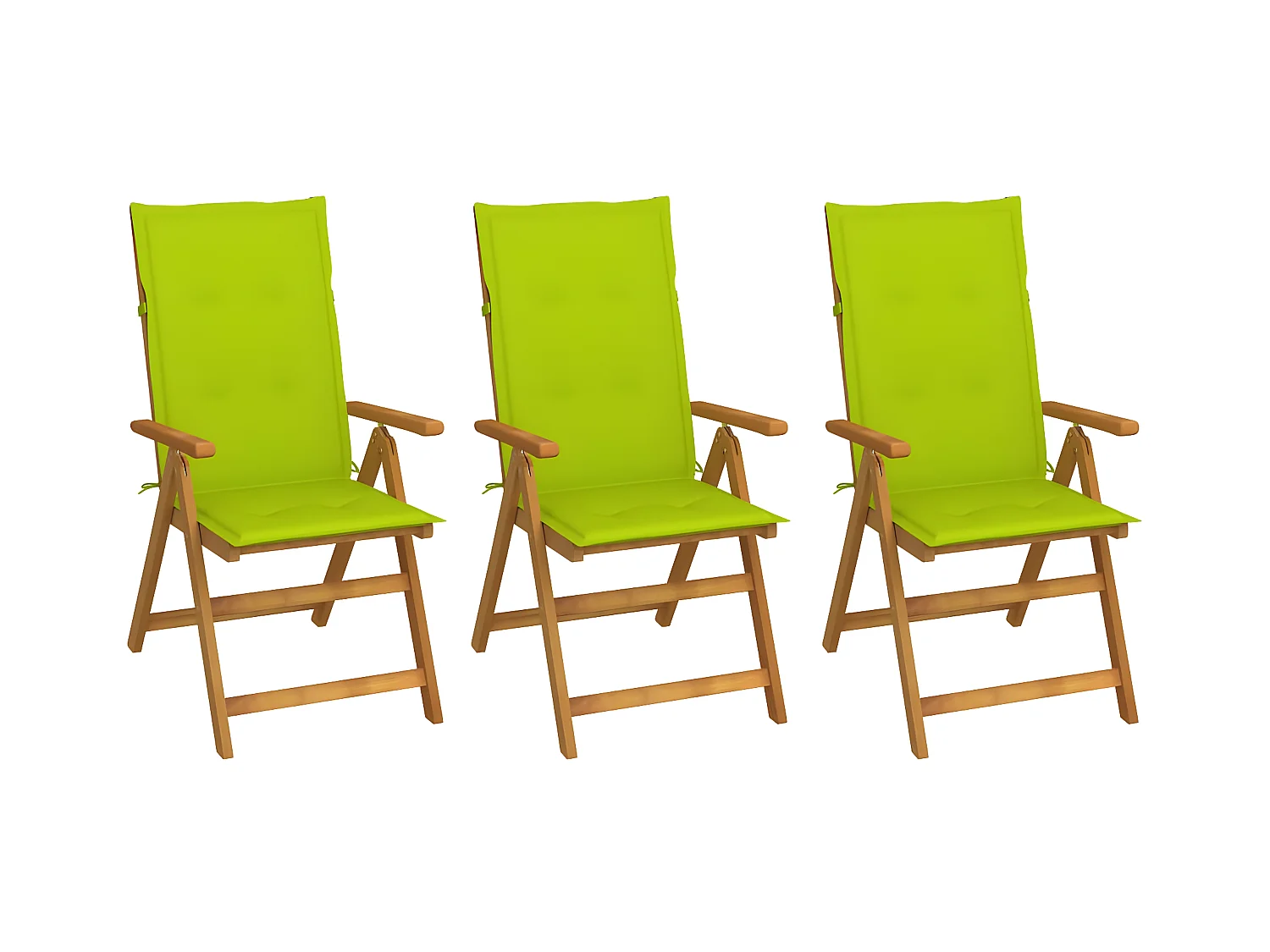 Lot de 3 Chaises pliables de jardin avec coussins Bois d'acacia FR26776