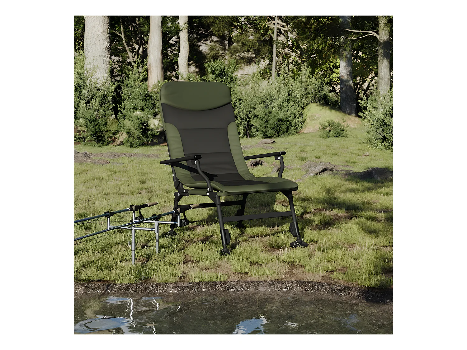 Chaise de pêche avec accoudoir pliable vert FR81290