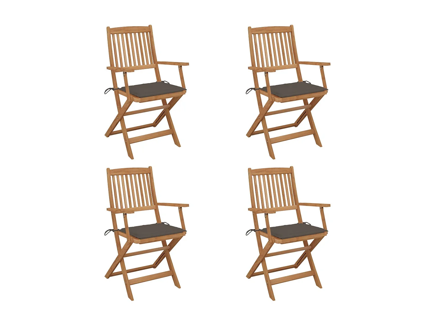Lot de 4 Chaises pliables de jardin avec coussins Bois d'acacia FR26739