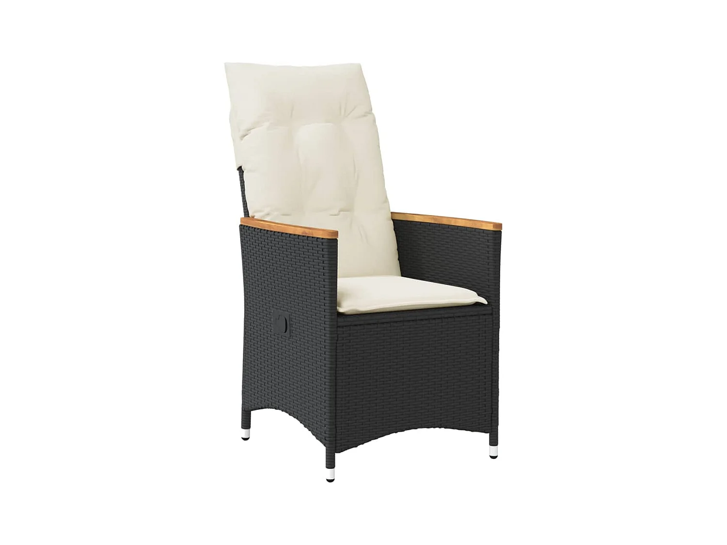 Lot de 2 Chaises inclinables de jardin et coussins noir rotin FR15525