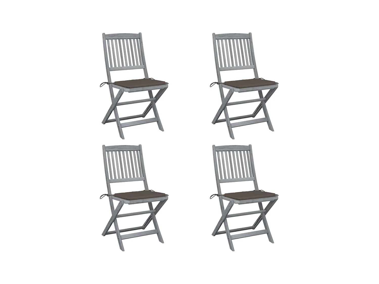Lot de 4 Chaises pliables de jardin avec coussins Bois d'acacia FR43250