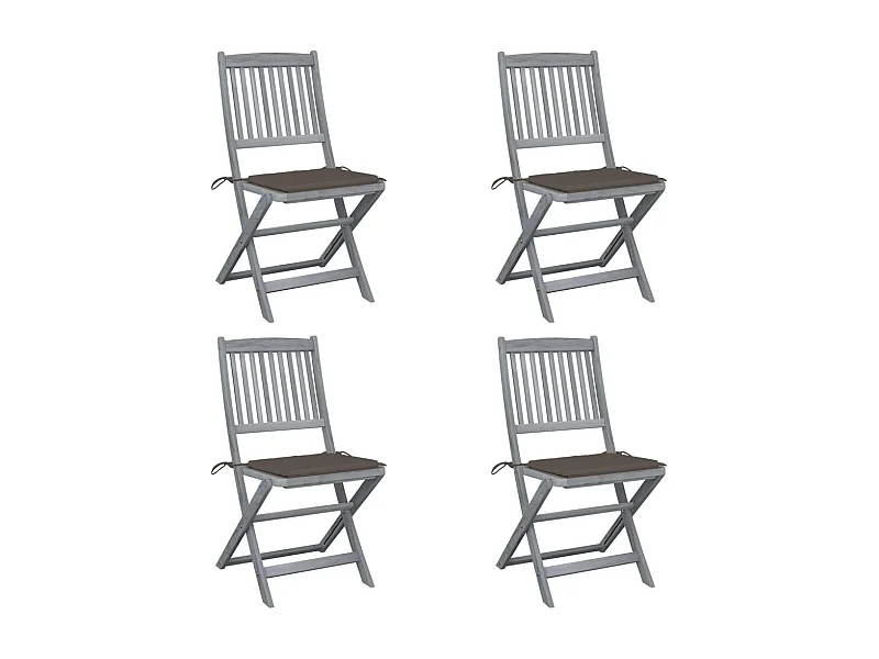 Tuinstoelen 4 st inklapbaar met kussens massief acaciahout BE697900