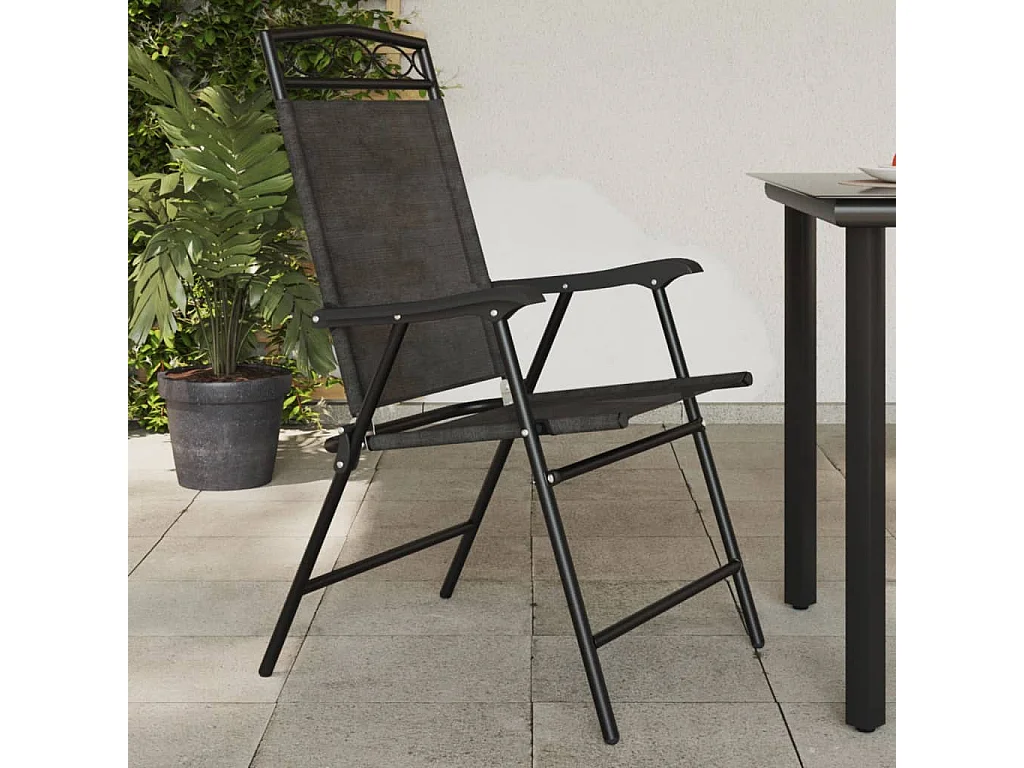 Lot de 8 Chaises de jardin pliables en acier et textilène FR16389