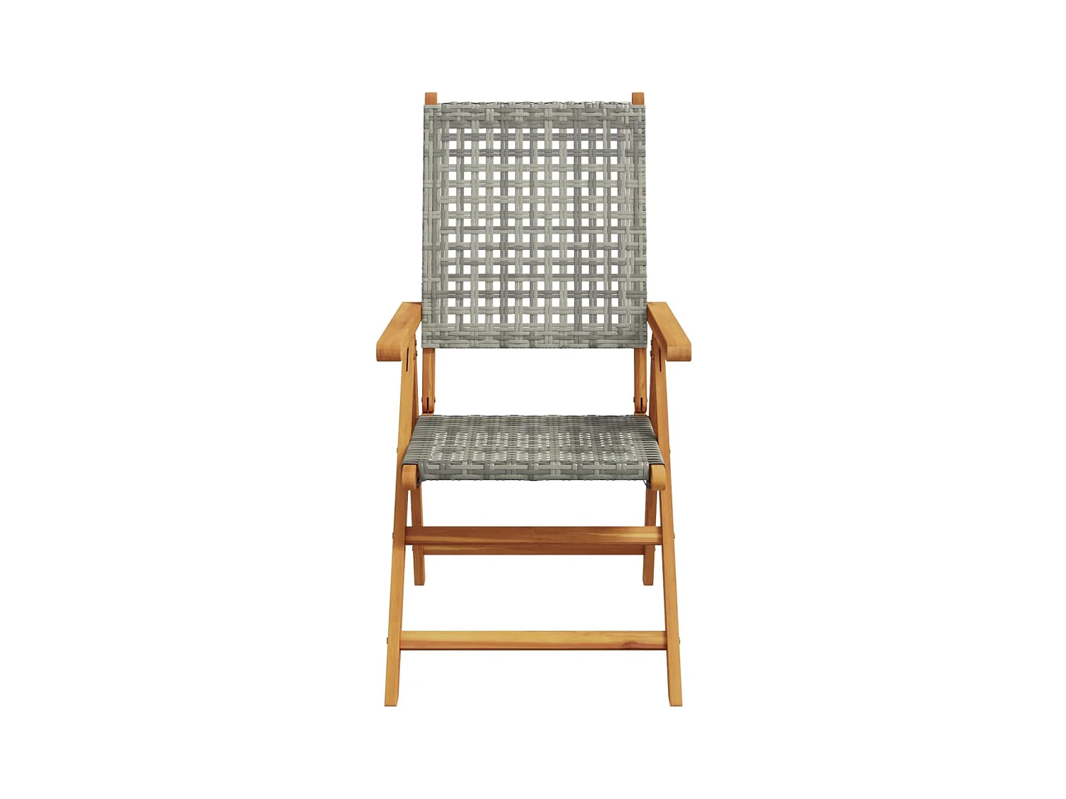 Lot de 2 Chaises de jardin gris bois massif d'acacia et rotin FR68783