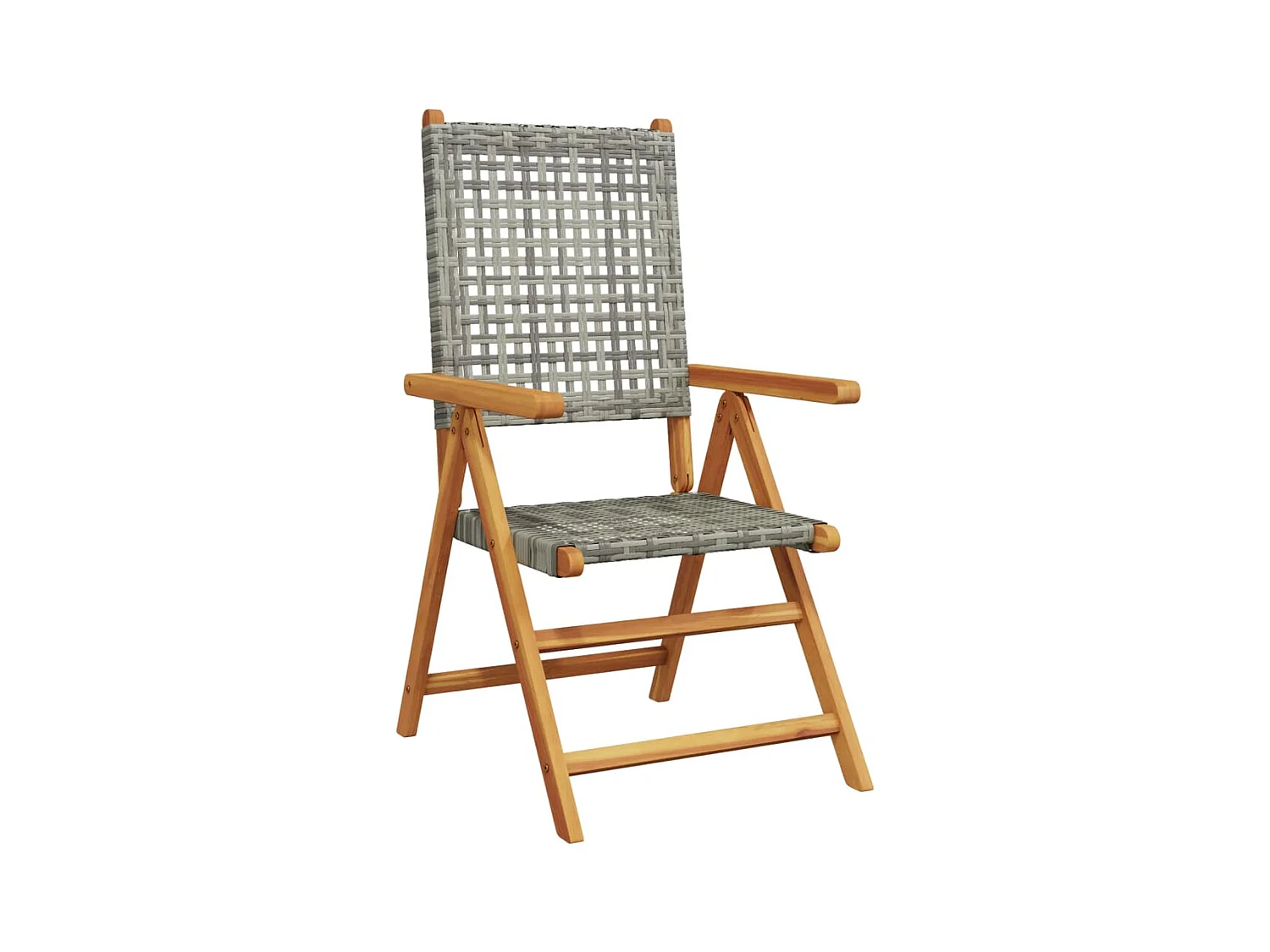 Lot de 2 Chaises de jardin gris bois massif d'acacia et rotin FR68783