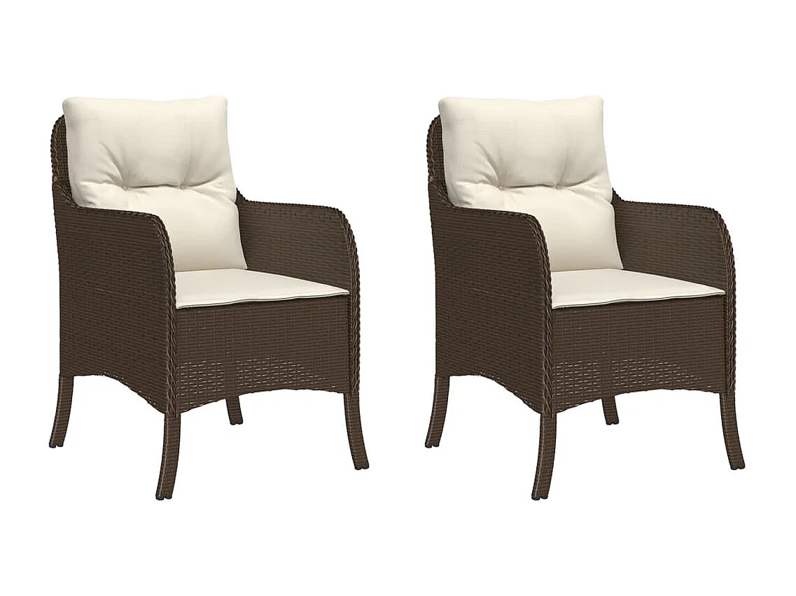 Lot de 2 Chaises de jardin avec coussins marron résine tressée FR93048