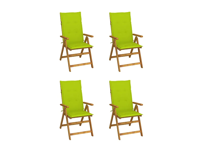 Lot de 4 Chaises inclinables de jardin avec coussins Bois d'acacia FR67714