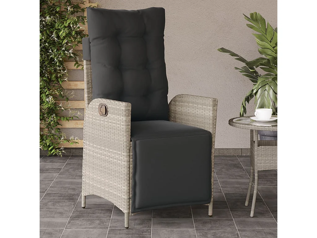 Lot de 2 Chaises inclinables de jardin avec repose-pied rotin FR44228