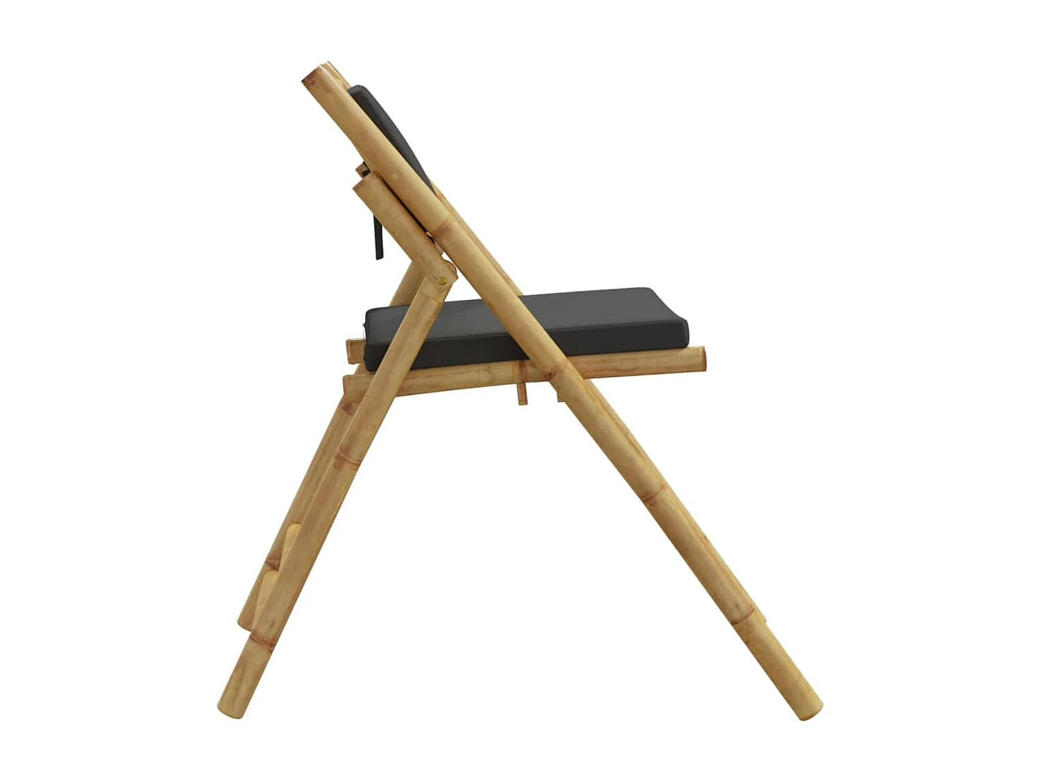 Lot de 4 Chaises de bistro pliantes coussins gris foncé bambou FR75672