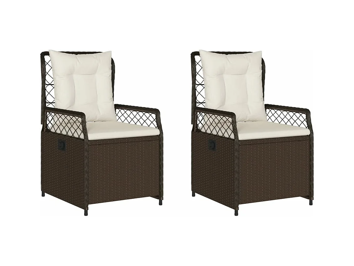 Lot de 2 Chaises inclinables de jardin marron résine tressée FR73663