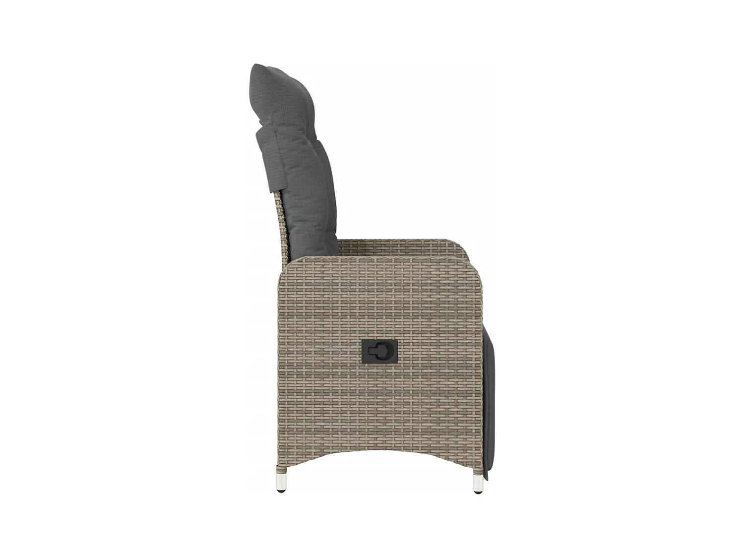 Lot de 2 Chaises inclinables de jardin et coussins gris rotin FR25026